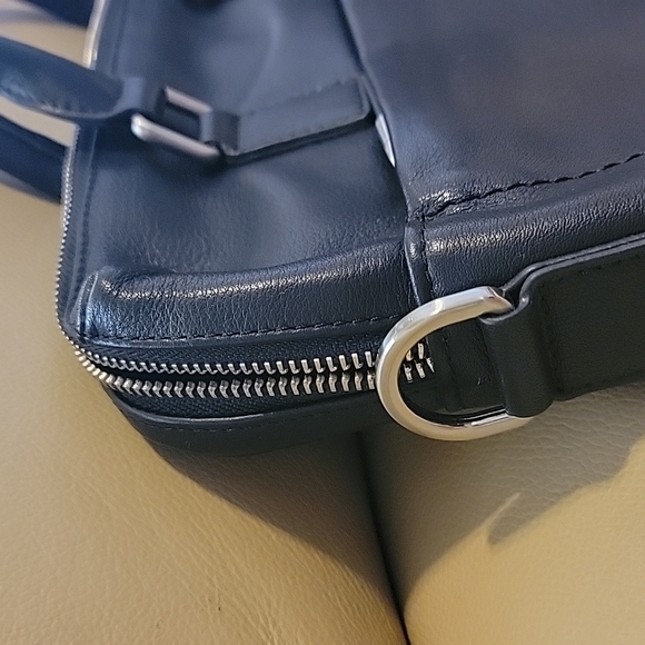 61)Pre-owned Enrico Coveri Italian Designer Black Leather Briefcase MessengerBag - Picture 4 of 13